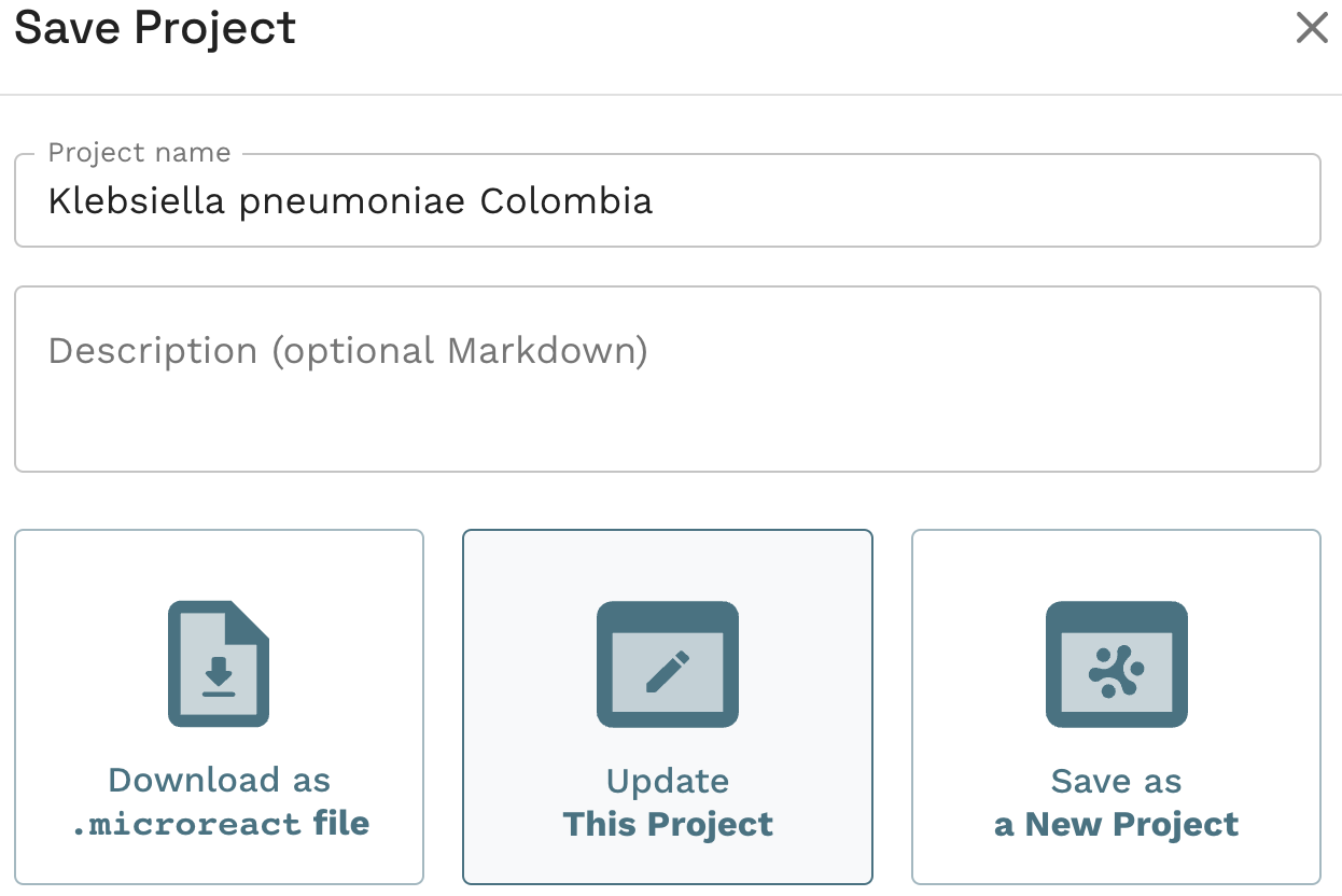 Task 3: What are the dominant STs in Colombia? Step 8: Go to the Save icon on the right corner, press the icon and choose "Update This Project"